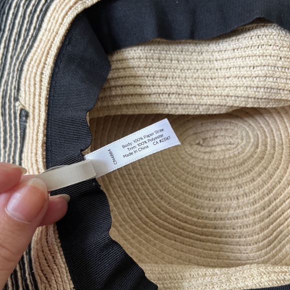 Talbots Striped Floppy Straw Hat - Picture 2 of 4